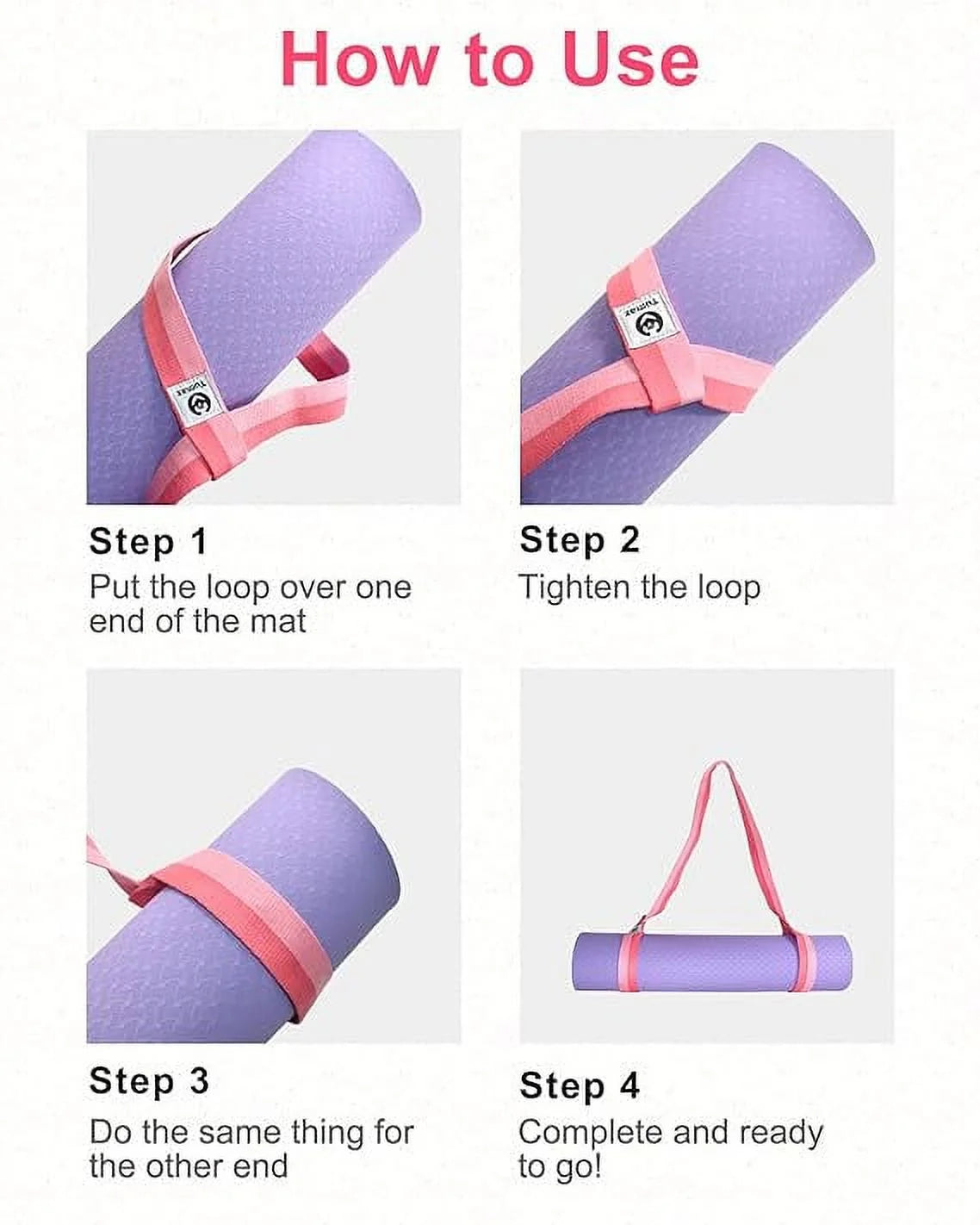 Yoga Mat Holder (Mat Not Incl.), Adjustable Yoga Mat Carrier, Pink